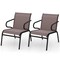 Costway Patio Chairs Set of 2/4/6 with Breathable Fabric & Metal Frame Armrests for Poolside Brown/Gay